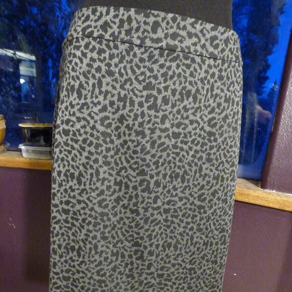 JOHN PAUL RICHARD GOTH PIN UP GRAY BLACK LEOPARD PRINT MINI SKIRT SECRETARY XL - Picture 1 of 5
